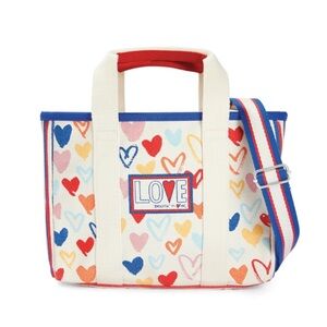 New! Brighton Red White And You Mini Canvas Tote Bag Crossbody Purse Love Hearts
